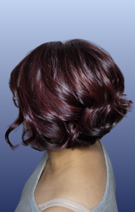 burgundry-red-hair-colour-Milton-salon-and-day-spa-hairstylist